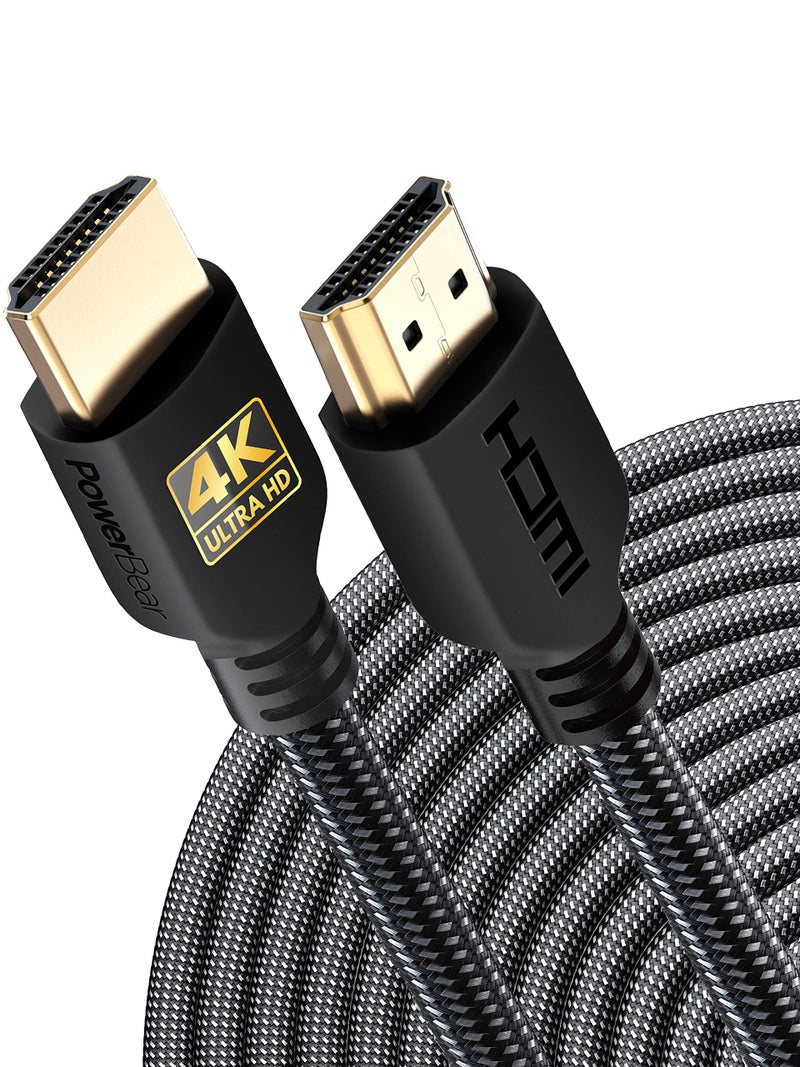 PowerBear 4K HDMI Cable 25 ft | Long Hdmi Cable, Braided Nylon & Gold Connectors, 4K @ 60Hz, Ultra HD, 2K, 1080P, ARC & CL3 Rated | for Laptop, Monitor, PS5, PS4, Xbox One, Fire TV, & More - Image 1